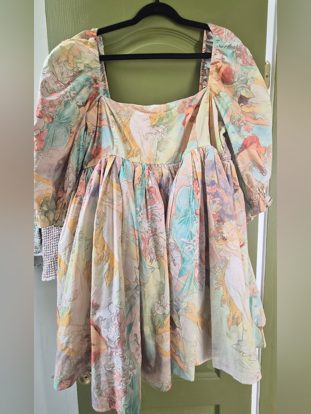Selkie Pastel Multicolor Puff-Sleeve Mini Dress